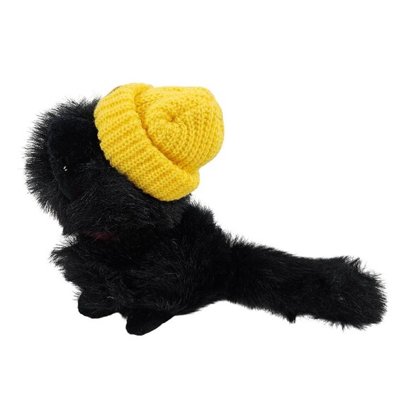 Animal Fair Tidy Cat 3 Plush Black White Stuffed Cat Yellow Hat Red Bow Vintage - Picture 4 of 10